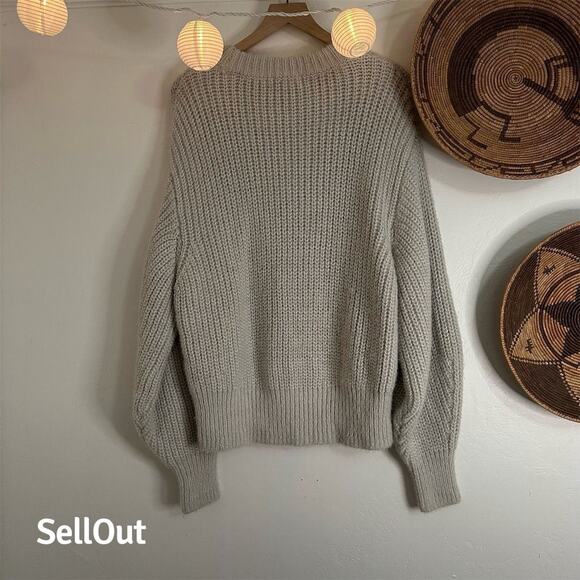 H&M Women's XS Gray Balloon Sleeve Crew Neck Sweater Casual Pullover - Picture 3 of 3